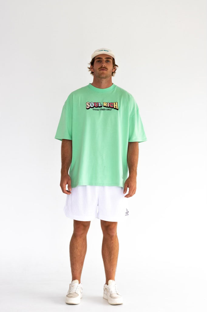 Good vibes t shirt green online