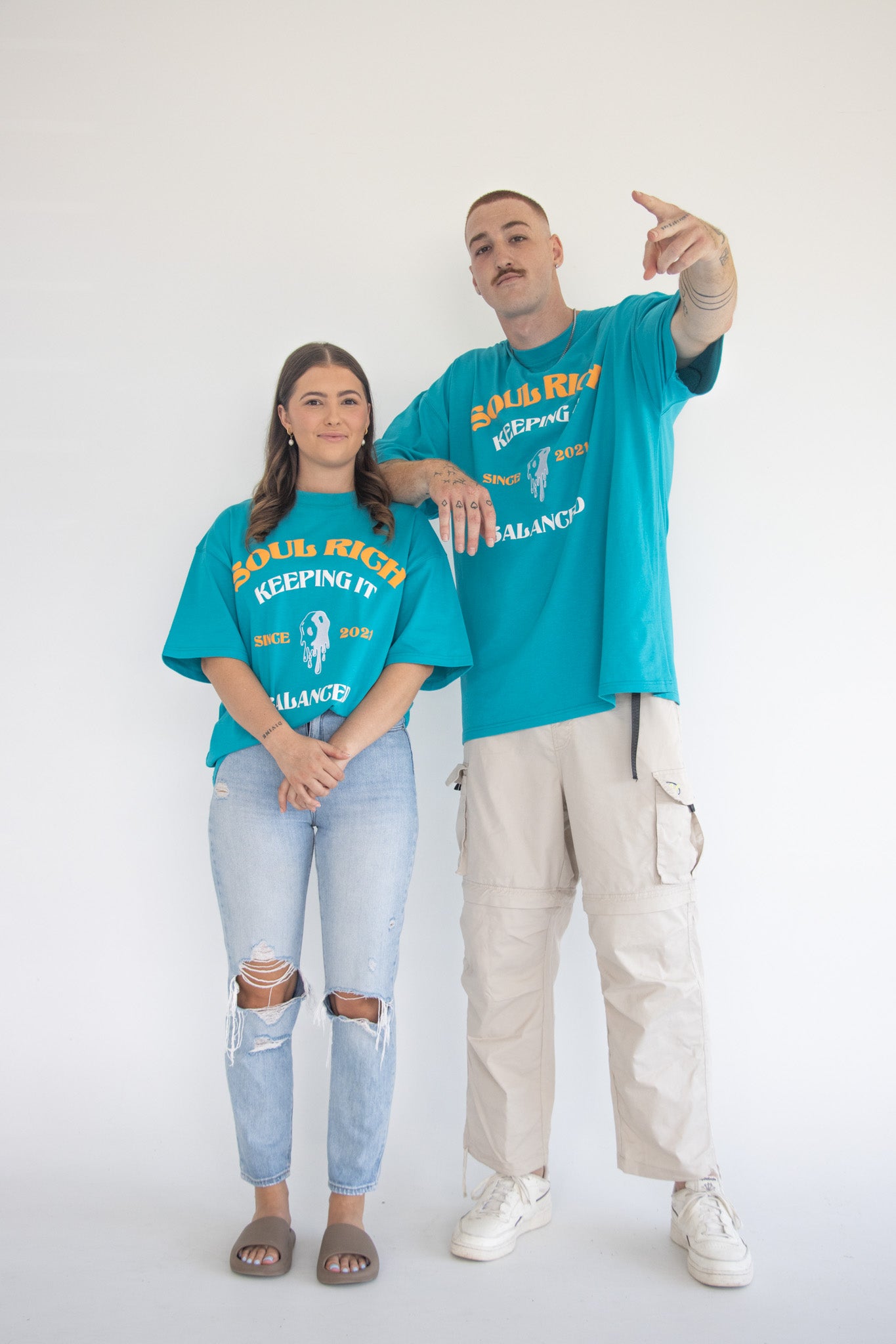 Keeping It Balanced Teal Blue T-Shirts